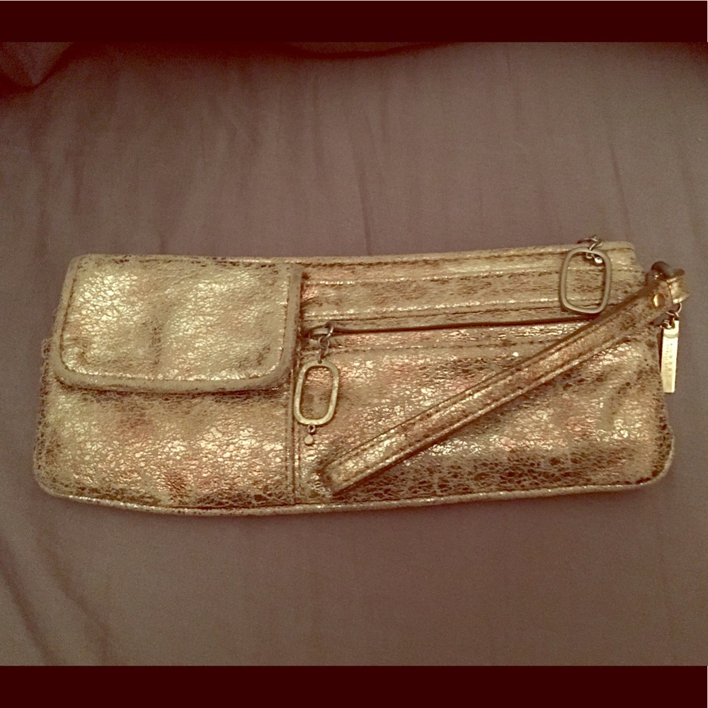 Laundry by Shelli Seagul metallic gold clutch.